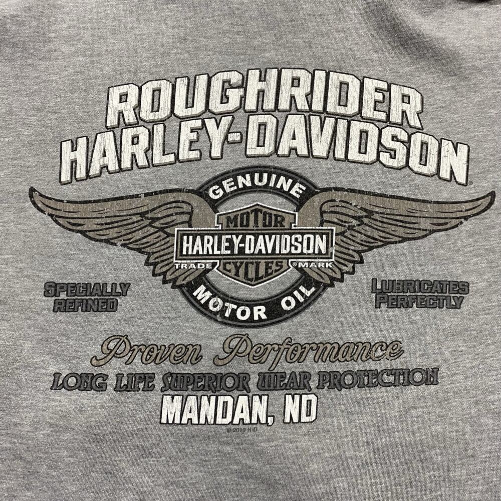 Harley-Davidson Hoodie Small Gray Roughrider Mandan ND Motorcycle Logo - Picture 4 of 9